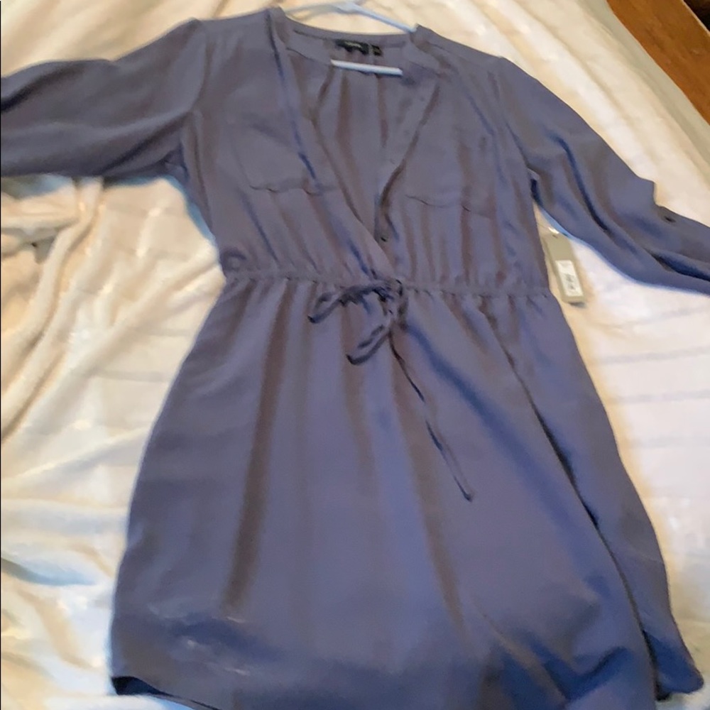 Long sleeve tie front shirt dress NEW